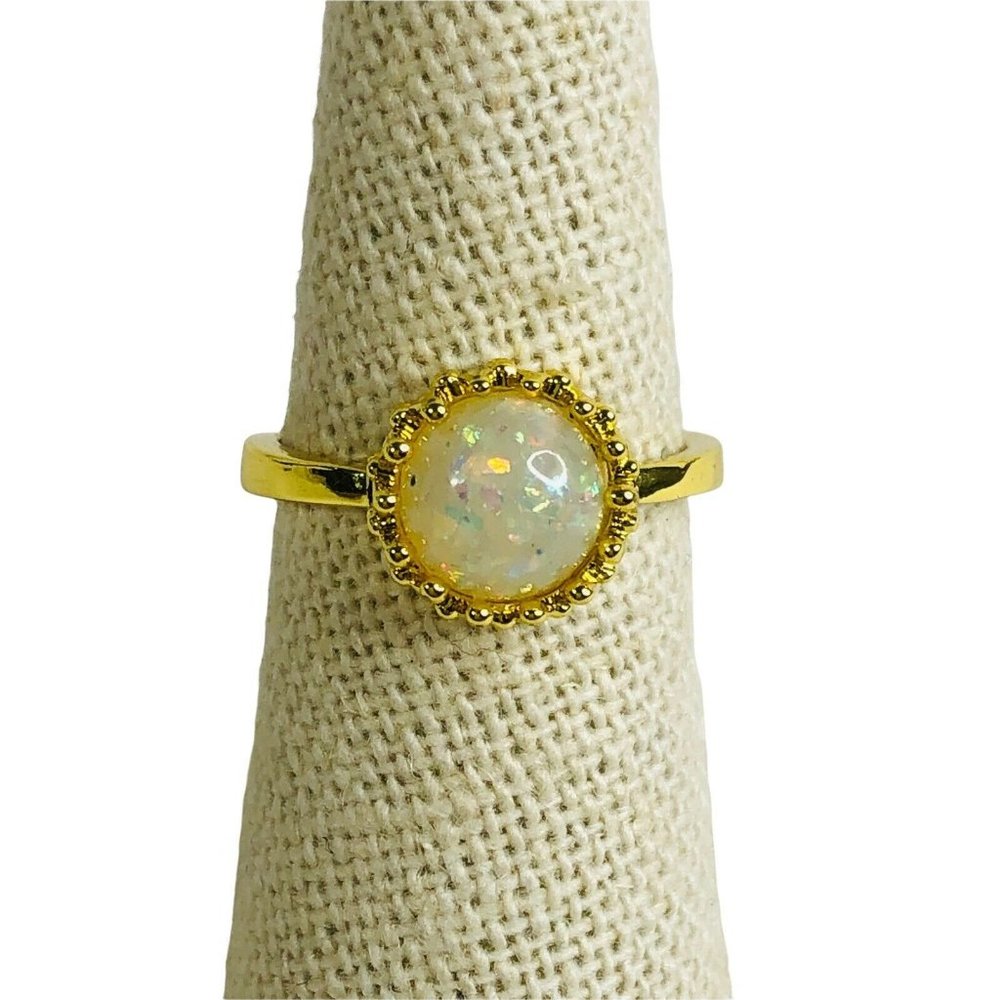 Faux Opal Goldtone Women's 7 Fashion Boutique Ring